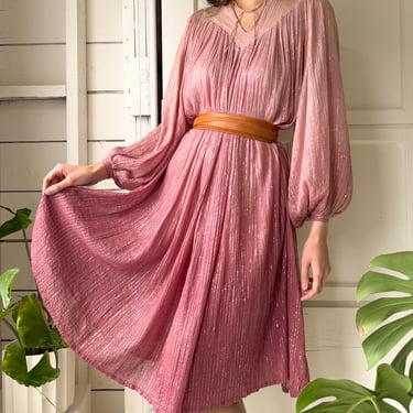 70s Indian Cotton Ombre Dress | S-M