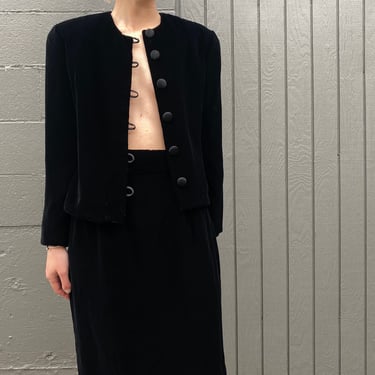 vintage black velvet skirt suit 