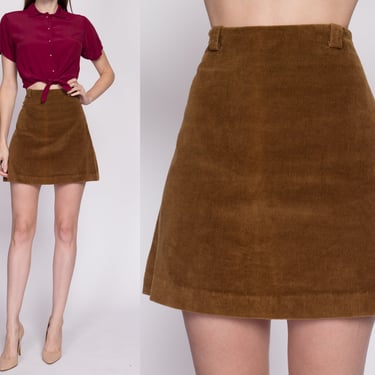 Small 70s Brown Corduroy Mini Skirt 26