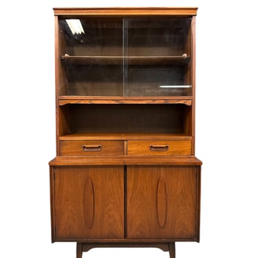 1970s Garrison Mid Century Walnut 2 Door China Cabinet