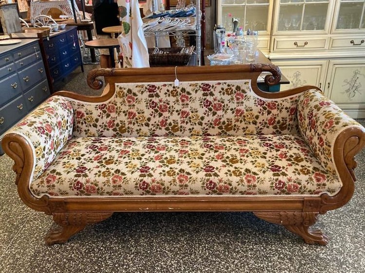 Epic carved glamorous couch. 72” x 25.5” x 35” seat height 18”