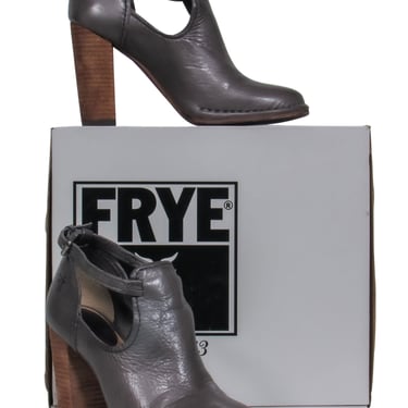 Frye - Charcoal Leather Heeled &quot;Margaret&quot; Booties w/ Cutouts Sz 6.5