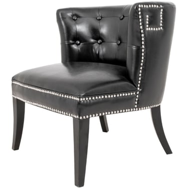 Black Vegan Leather Upholstered Lounge Chair