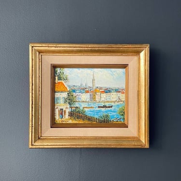 Vintage Mediterranean Port Painting by David Crespi 