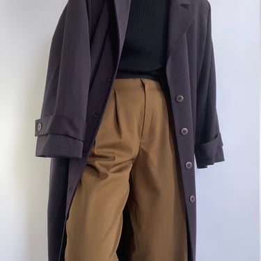 vintage plum wool minimalist trench coat 