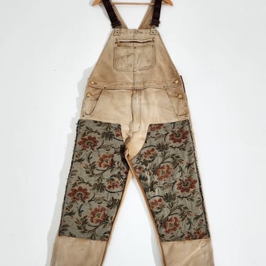 TBNW Custom Floral Carhartt Tan Overalls Sz. 42x30