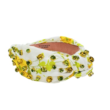 Sample Sale Vintage Textile Yellow Floral Embellished Knotted Headband