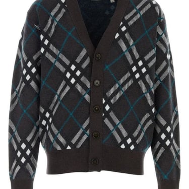 Burberry Man Embroidered Stretch Wool Blend Cardigan