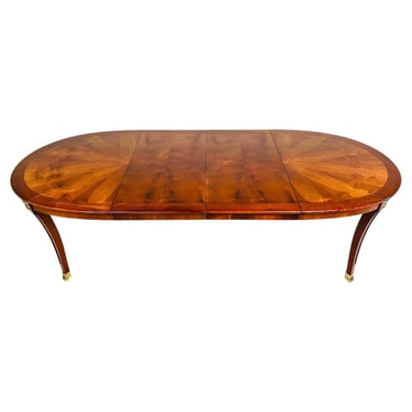 Maison Jansen Style Brass Ornamented Oval Mahogany French Louis XVI Dining Table 