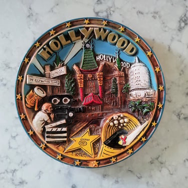 Vintage Karol Western Made in Japan Hollywood Los Angeles Collectible Decorative Plate Wall Hanging Home Décor 