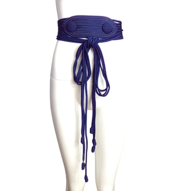 YVES SAINT LAURENT- 1980s Navy Braided Rope Belt