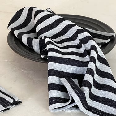 Bold Black Striped Handwoven Linen Napkin
