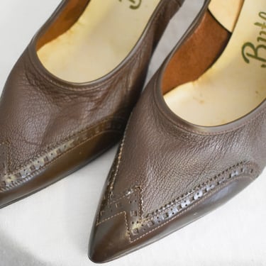 1950s/60s Brown Spectator Heels, Size 10B 