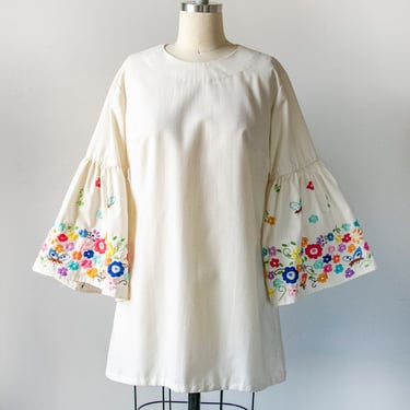 1970s Mini Dress Mexican Embroidered M 
