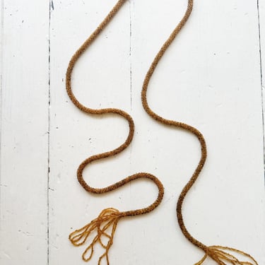 1920s Rich Gold Glass Beaded Tassel Sautoir Necklace 