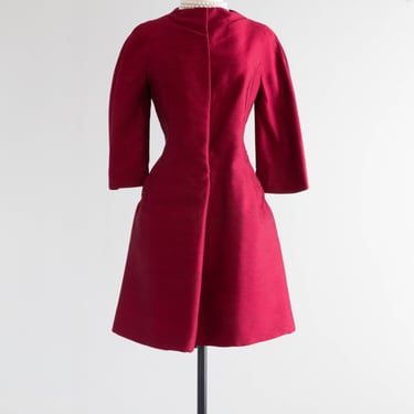 Elegant 1960's Crimson Plum Silk Dress by Arnold Scaasi / SM