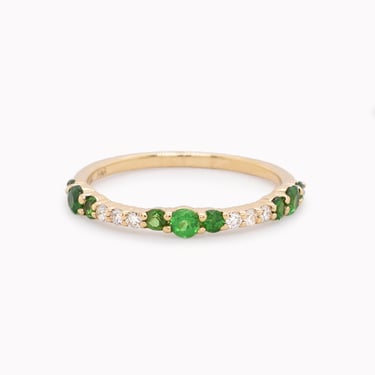 Trio Emerald &amp; Diamond Cluster Ring