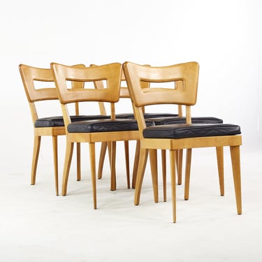 Heywood Wakefield Mid Century Wheat Dog Bone Chairs - Set of 5 - mcm 