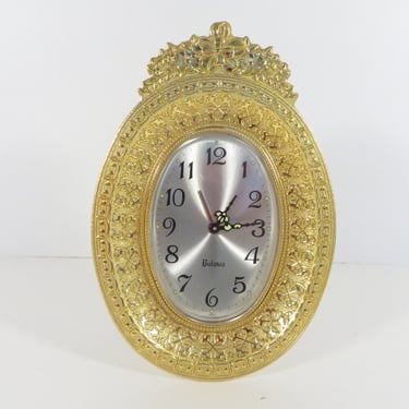 Vintage Bulova Gold Filigree Wind Up Clock - Ornate Gold Tone Bulova Clock 