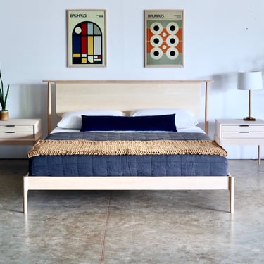 Danish Design Solid Hardwood Bed | Minimalist Wood Bed Frame | Mid Century Bed | Mid Century Modern Bedroom Furniture | Bed No. 5 