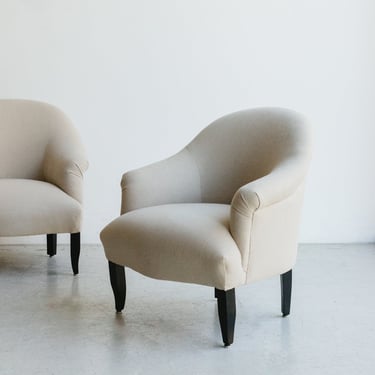 Pair of Linen Crapaud Chairs