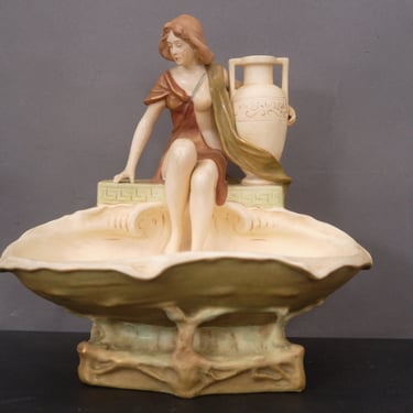 Antique Royal Dux Bohemia Alois Hampel Art Nouveau Figurine Woman w/ Jug 