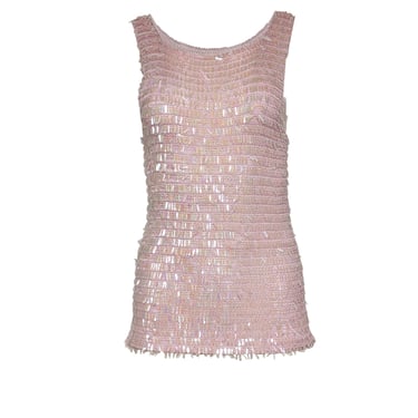 Oscar de la Renta - Pink Sequin Sleeveless Tank Sz S