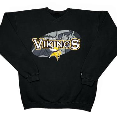 Vintage 90s Starter Minnesota Vikings Football Faded Black NFL Crewneck Sweatshirt Pullover Size XL 