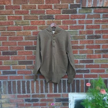 Vintage 1950's to 1960's Rudolph Knitting Mills Knit Wool Army Military Sweater / M to L 