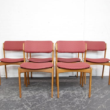 Vintage set of 6 MCM Scandinavian solid teak dining chairs by Erik Buck | Free delivery in NYC and Hudson Valley areas 