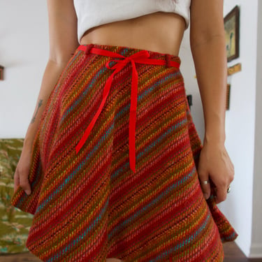 Vintage 60's High Waisted Patterned Skirt 