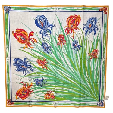 Emilio Pucci 1973 Red and Blue Flowers 34x34 Scarf in Packaging