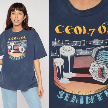 Irish Gaelic Shirt Slainte Cheers Ireland Shirt Music Beer Shirt Ceol Ol Celtic TShirt Vintage T Shirt Y2K Graphic Tshirt 00s Large xl 