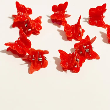 90s Style Red Butterfly Clips Mini Butterflies Hair Clip Hair Accessories Set of 10 Butterfly Small Hair Claws for Girls Retro Barrettes 