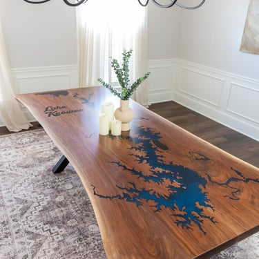 Custom Live Edge Table with Personalized Epoxy Design 