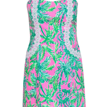 Lilly Pulitzer - Neon Pink &amp; Lime Green Palm &amp; Monkey Print &quot;Shelli&quot; Dress Sz 2