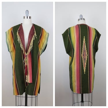Vintage Karen Wilkinson Collection Santa Fe poncho, jacket, cape, Saltillo, serape, southwest, western wear, cowgirl 