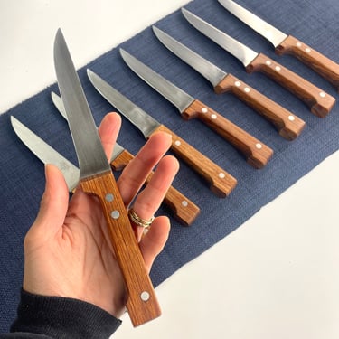 8 Dansk Stainless Steel Full Tang Wood Handle Steak Knives 