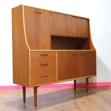 Mid Century Modern Vintage Teak Tall Credenza Buffet Sideboard by Jentique 