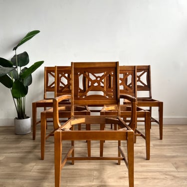 Set of Six Vintage Dining Chairs with Upholstery Service