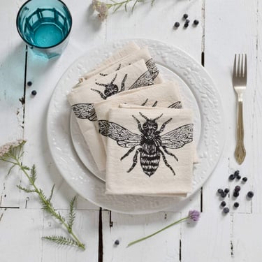 Organic Cotton Napkins | Set of 4 | Honeybee