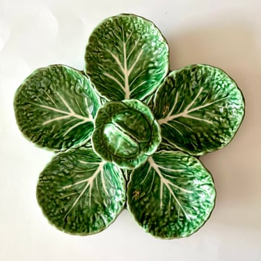 Cabbageware Green Majolica/Olfaire/Serving Platter 
