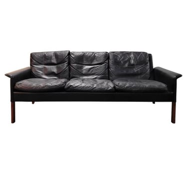 1960s Danish MCM Leather Sofa by Hans Olsen for Christian Sorensen 