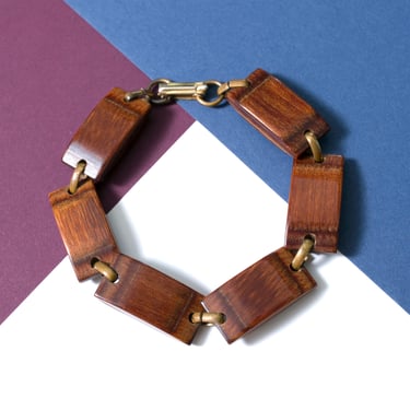 Lovely Vintage 50s 60s 70s Wood Link Bracelet 