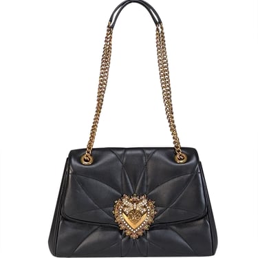 Dolce & Gabbana - Black Leather Nappa Quilted Large Devotion Shoulder Bag