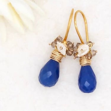 River Song | Brazilian Blue Quartz Fringe Earrings