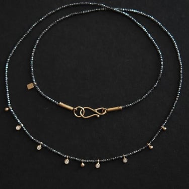 Monica Riley | Diamond Bezel + Gold Drop Charms Necklace