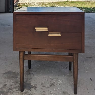 American of Martinsville Accord Walnut Nightstand by Merton Gershun 