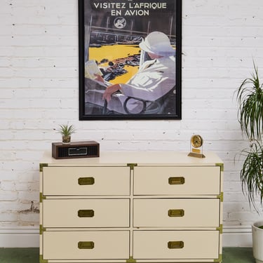 6 Drawer White Campaign Dresser
