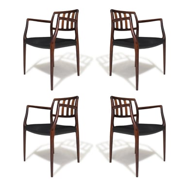 Four (4) Niels O. Moller Model 66 Rosewood and Leather Armchairs - Restored